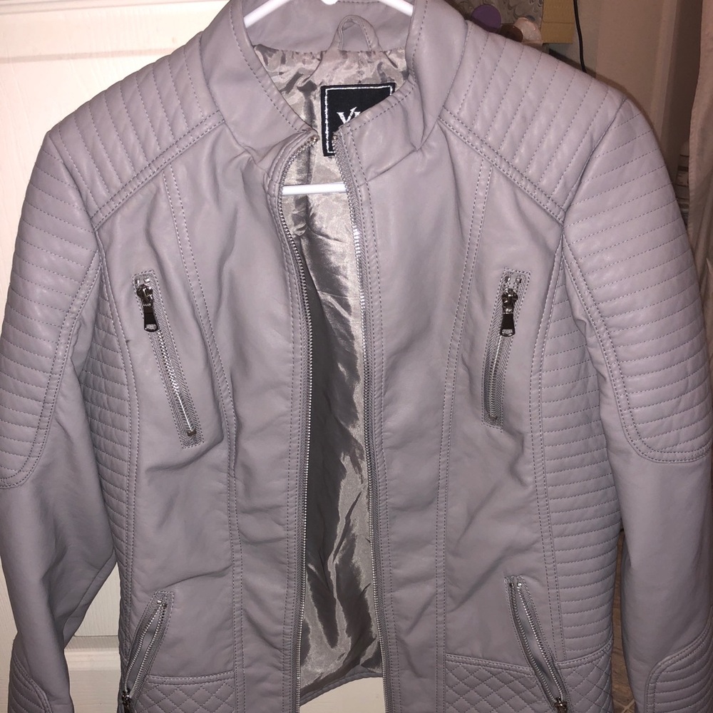 Purpleish gray leather jacket NEW
